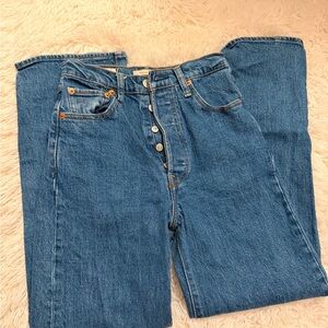 Levi's Premium Ribcage Straight Jeans in Light Blue